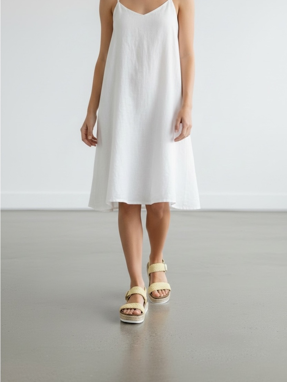 Butter Yellow Platform Sandals - Woven Espadrille Cork Footbed - Brand Art Class